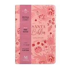 GENERICO - Biblia Reina Valera 1960 Letra Grande Manual Imit Piel Rosa Floral
