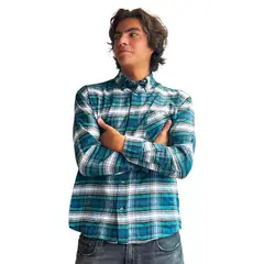 HAWAIIAN ISLAND CREATIONS - Camisa Manga Larga HIC Stack Wave Flannel Verde
