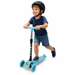 GENERICO - Scooter Infantil 3 Ruedas Plegable Ajustable Para Niñas y Niños con Luces LED - Celeste - M