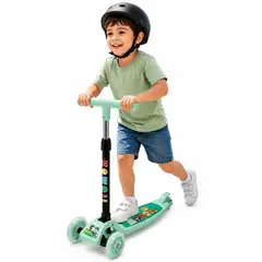GENERICO - Scooter Infantil 3 Ruedas Plegable Ajustable Para Niñas y Niños con Luces LED - Verde claro - M