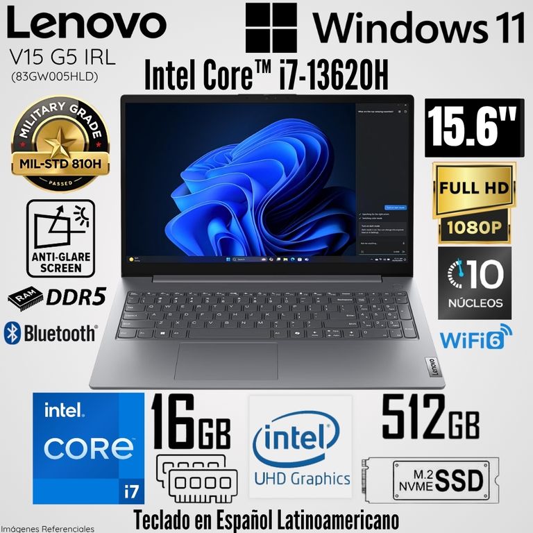 Laptop V15 G5 IRL Intel Core i7-13620H 16GB RAM 512GB SSD 15.6" FHD Luna Grey - 83GW005HLD