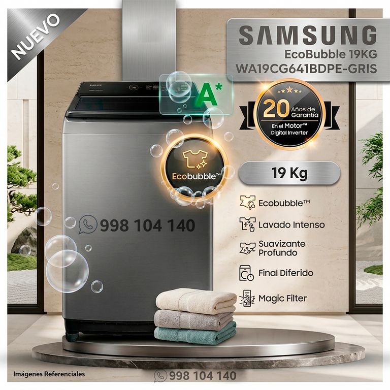 Lavadora 19Kg EcoBubble Carga Superior WA19CG6441BDPE Gris - Modelo Nuevo
