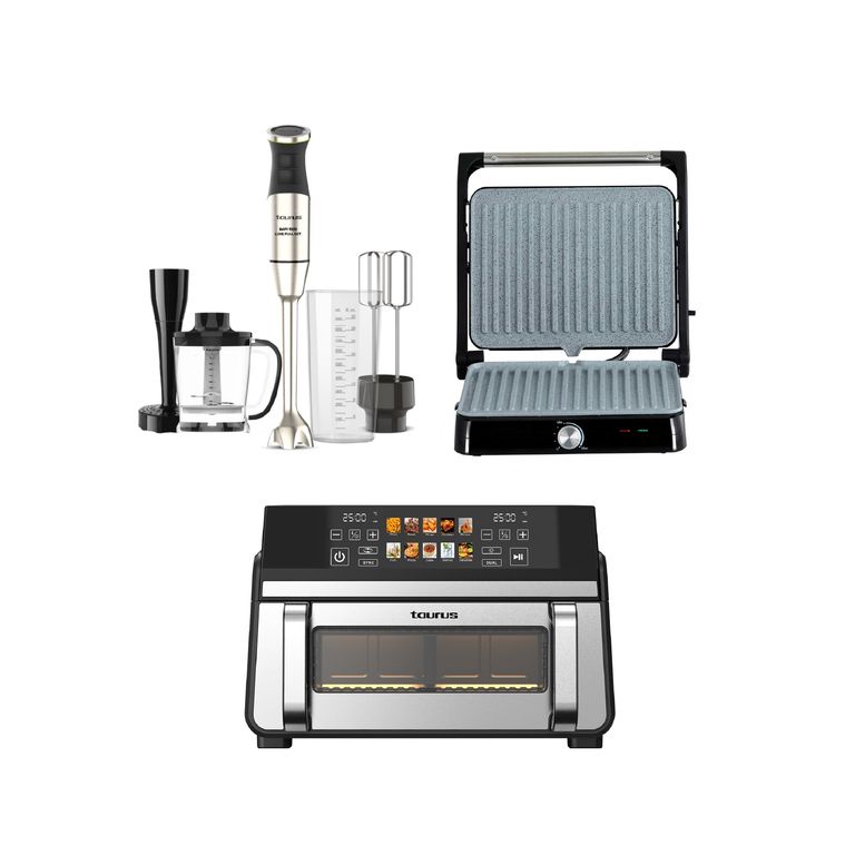 Batidora de Mano Bapi 1500 Luxe Full Set + Grill Asteria II + Freidora de Aire Double Air Fryer 11 L.