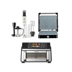 Taurus - Batidora de Mano Bapi 1500 Luxe Full Set + Grill Asteria II + Freidora de Aire Double Air Fryer 11 L.