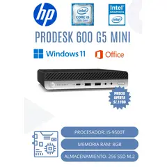 HP - ProDesk 600 G5 Desktop Mini I5 9na 8GB RAM 256 M.2 DP/VGA