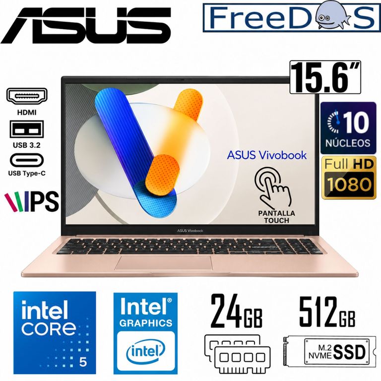 Laptop ASUS Vivobook X1504VA-E84465 15.6″ Intel Core 5-120U 24GB 512GB FreeDOS