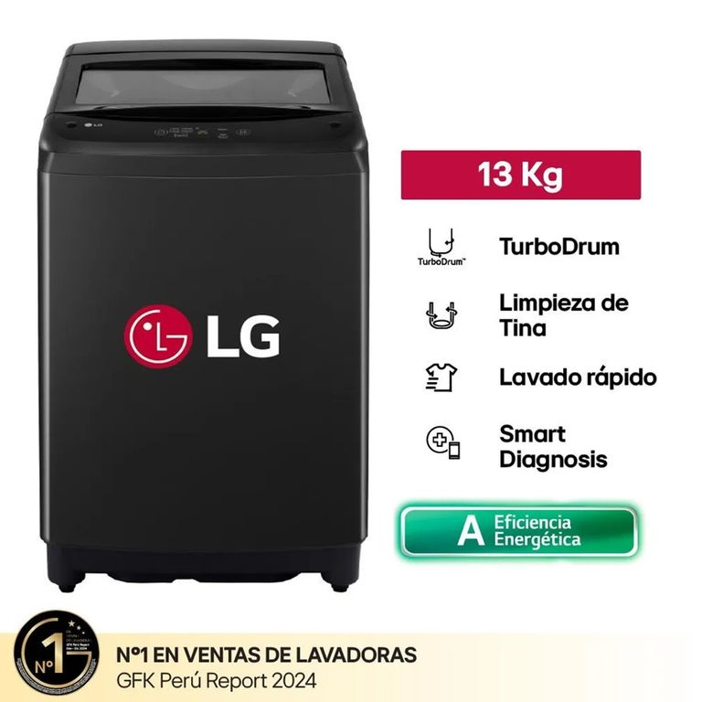 LAVADORA 13KG CARGA SUPERIOR TURBODRUM WT13OBVTB NEGRO