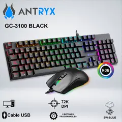 ANTRYX - TECLADO GAMER + MOUSE GC-3100 BLACK SW-BLUE RGB