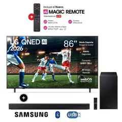 LG - Televisor 86 QNED 4k Smart TV Thinq Ai 86QNED73ASA + Soundbar HW-B450F