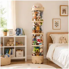 GENERICO - Estante Organizador de Peluches y Juguetes Multiusos Diseño Torre 4 Niveles - Crema - M