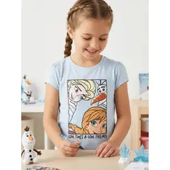 GENERICO - Polo Manga Corta Infantil Frozen Celeste
