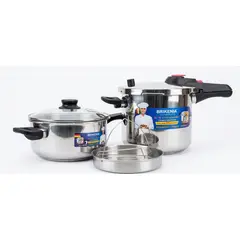 GENERICO - COMBO DE OLLA A PRESIÓN BRIKENIA DE 5.5 LITROS Y 9.5 LITROS