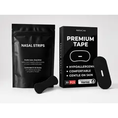 GENERICO - Combo Tiras Nasales Negro + Cinta Bucal Con Orificio Antirronquidos Respira Mejor