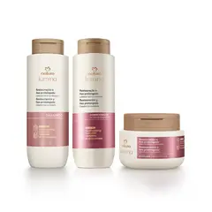 Natura - Kit Shampoo, Acondicionador y Máscara Lumina Restauración y Liso Prolongado