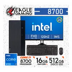 INTEL - Computadora PC Core i7 8700 RAM 16GB SSD 512GB Monitor 24 FHD.