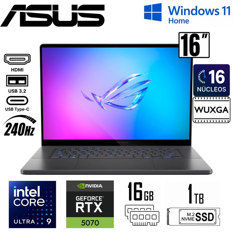 LAPTOP GAMER ZEPHYRUS G16 GU605CP-G16.U95070 ULTRA 9-285H 16GB 1TB SSD GEFORCE RTX 5070 8GB
