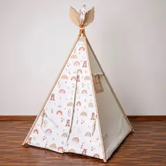 EL TEPEE - Carpa tipi con base color Beigh claro con diseños