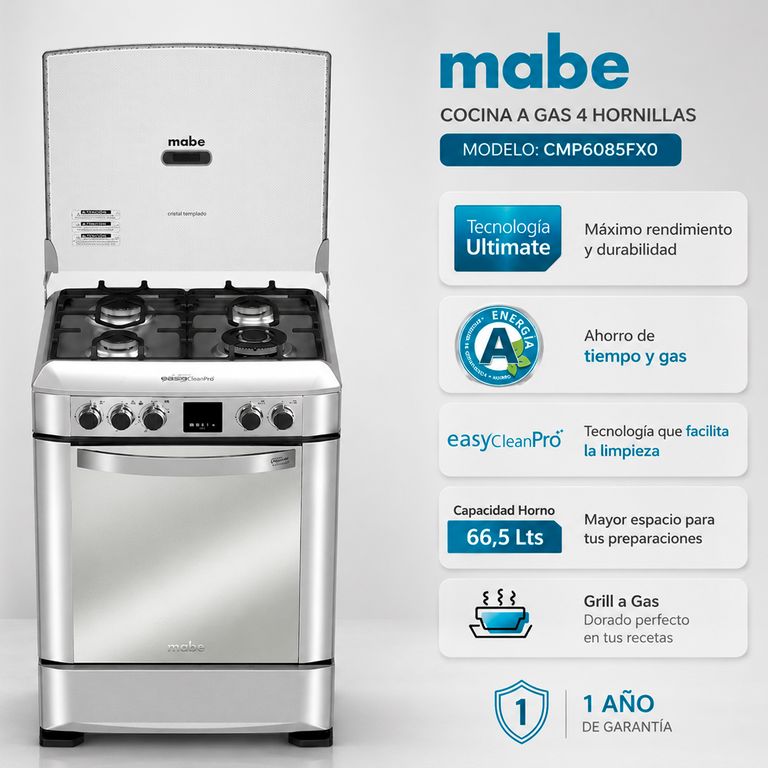 Cocina a Gas CMP6085FX0 4 hornillas