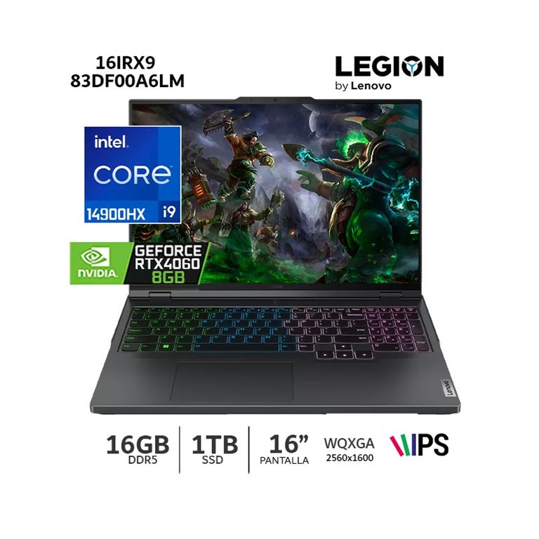 LEGION PRO 5 16IRX9 INTEL CORE I9-14900HX 16GB 1TB SSD 16'' WQXGA 8GB RTX 4060 WQXGA WIN 11