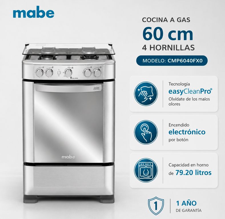 Cocina a Gas CMP6040FX0 60cm 4 Hornillas