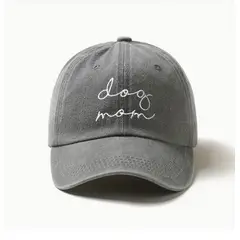GENERICO - Gorra Bordada Dog Mom estilo vintage Gris