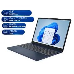 LENOVO - Laptop IdeaPad Slim 3 15IRH10, 15.3" WUXGA IPS, Core i7-13620H hasta 4.9GHz, 16GB DDR5