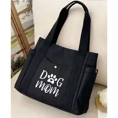 GENERICO - Bolso De Lona Negra Dogmom Multibolsillos