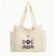 GENERICO - Bolso De Lona Beige Dogmom Multibolsillos