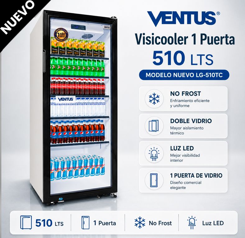 Visicooler 1 Puerta 510L - No Frost, Doble Vidrio y Luz LED - LG-510TC