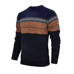 GENERICO - Chompa Tejida Hombre Afelpada Importada Cuello Redondo Abrigadora Invierno Premium