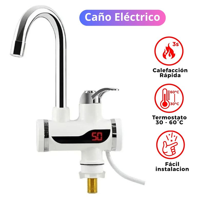 Grifo Caño Calentador de Agua Electrica - Agua Caliente al Instante - Instalación MESA
