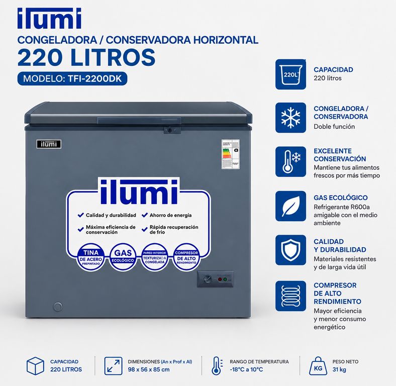 CONGELADORA 220 LT TFI-2200DK
