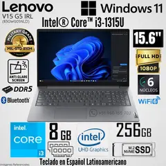 LENOVO - Laptop V15 G5 IRU Intel Core i3-1315U 8GB RAM 256GB SSD 15.6" FHD Luna Grey - 83GW005NLD