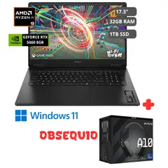 HP - Laptop Omen 17-db1002la AMD Ryzen AI 9 365 - 32GB 1TB SSD RTX 5060 8GB 17.3" FHD 144Hz WIN11 PRO