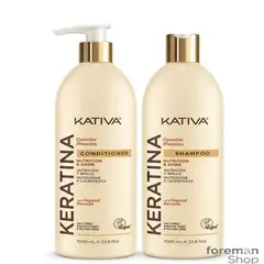 KATIVA - Dúo Keratina Nutrición y Brillo Shampoo + Acondicionador 1000ml cu