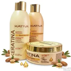 KATIVA - Trío Keratina 355ml - Shampoo + Acondicionador + Tratamiento 300ml