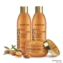 KATIVA - Trio Argan Oil 355ml - Shampoo + Acondicionador + Tratamiento 300ml