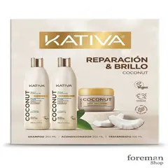 KATIVA - Trio Coconut 250 ml - Shampoo + Acondicionador + Tratamiento 150 ml