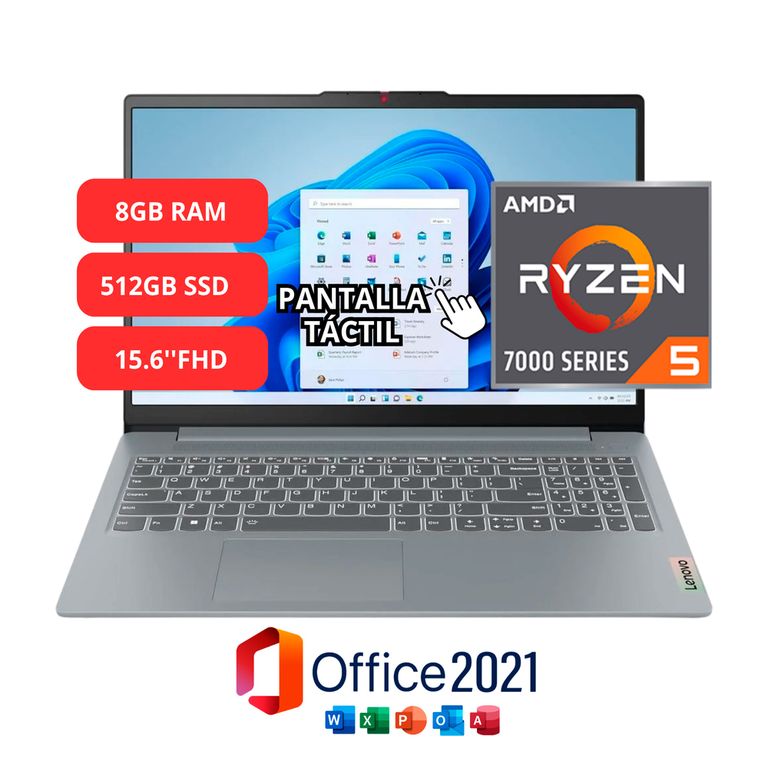 Laptop Ryzen 5-7520U 15.6" 512GB SSD 8GB RAM Win11 + Office 2021
