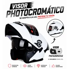 GENERICO - CASCO ABATIBLE HOKEN FF-916 BLANCO VISOR PHOTOCROMATICO CERT. DOT