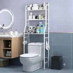 GENERICO - Estante Organizador Multifuncional 3 Niveles Con Ganchos Laterales Para Baño o Lavanderia/TM-0090