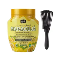 HAIRDO - Tratamiento 3 en 1 Maracujá Hidratación y Brillo 1kg + Peine Definidor - Eleve