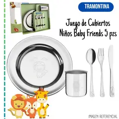 TRAMONTINA - Juego de Cubiertos Niños Baby Friends 5 pzs