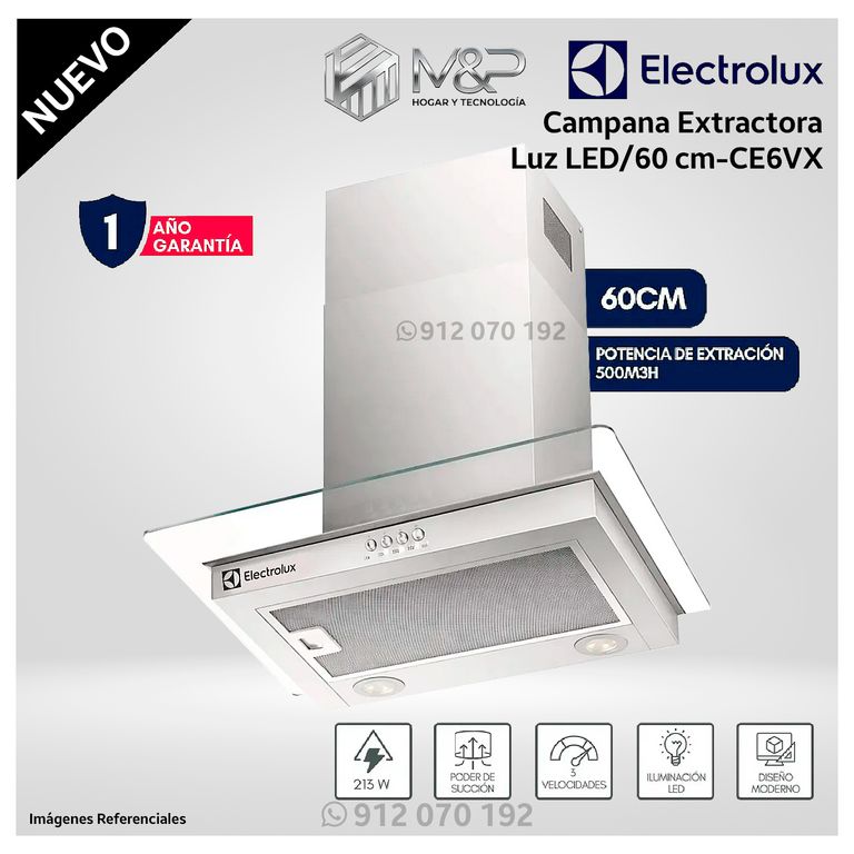 Campana 60 CM EFFICIENT LUZ LED Acero Inoxidable - CE6VX