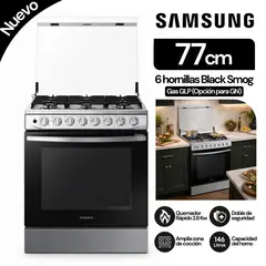 SAMSUNG - Cocina a Gas, 6 hornillas Black Smog NX52T5311PS