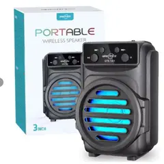 SUPER - Mini Parlante Bluetooth 3 Portátil con Luces LED Sonido Potente Batería Recargable USB Negro