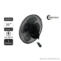 TREVELY - Ventilador de Pared Industrial VT-204C 20 Negro 135W con Control Remoto