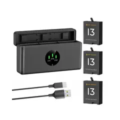 K&F CONCEPT - Kit De 3 Baterías + Cargador Para Gopro Hero 13
