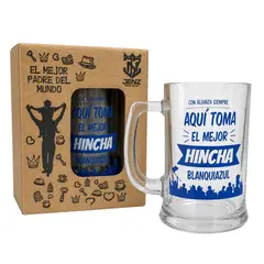GENERICO - Taza de vidrio 480ml o chop dia del padre Hinchada Alianza Lima