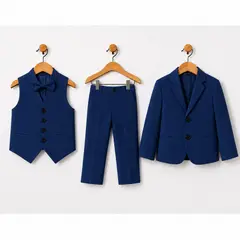 GENERICO - Terno Azul Acero para niño pantalón, saco, chaleco y corbata